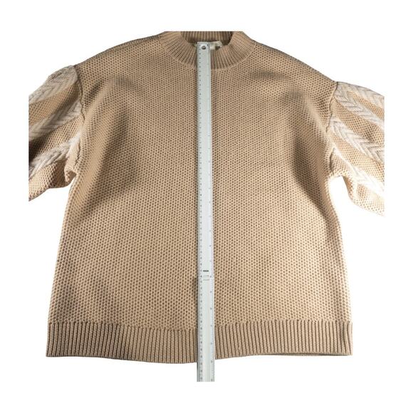 Jonathan Simkhai Wool Sweater M Beige Balloon Sleeve Knit Quiet Luxury - Picture 7 of 11